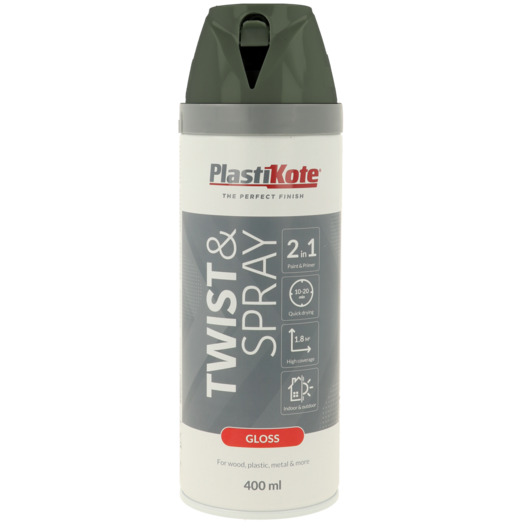 Plasti-Kote twist spraymaling 400 ml blank grå