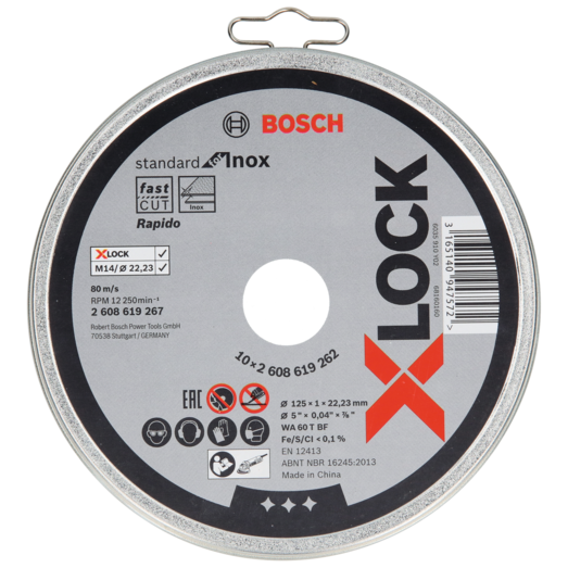 Bosch X-Lock Standard for Inox skæreskive lige 125x1 mm 10 stk