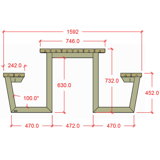 Plus Wega bord/bænkesæt 177 cm