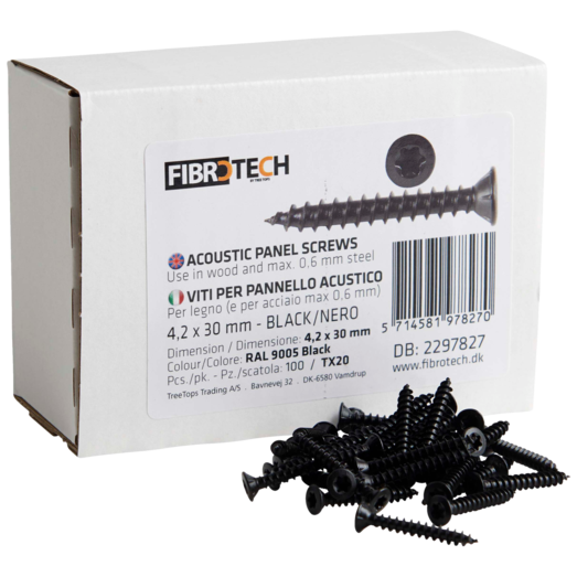 Fibrotech panelskrue 4,2x30 mm sort TX20