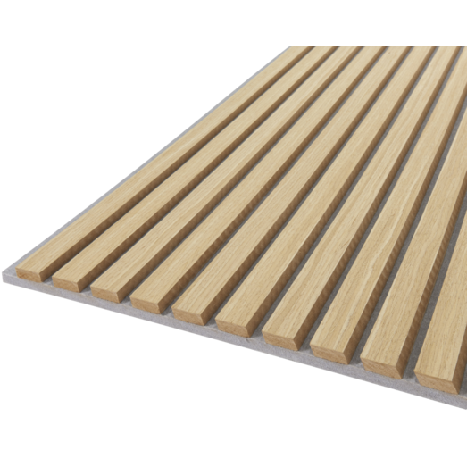 Fibrotech Quanti akustikpanel 18x520x2440 mm light oak m/grå polyester