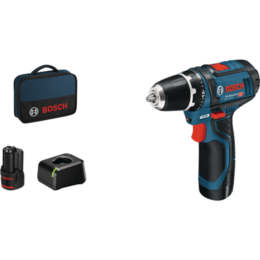 Bosch GSR 12V-15 akku bore-skruemaskine 2 x 2,0 Ah batterier og lader