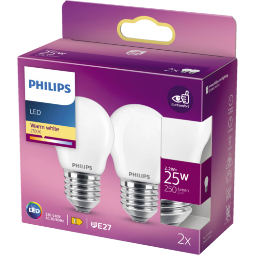 Philips Krone LED pære E27 25W 2 pack